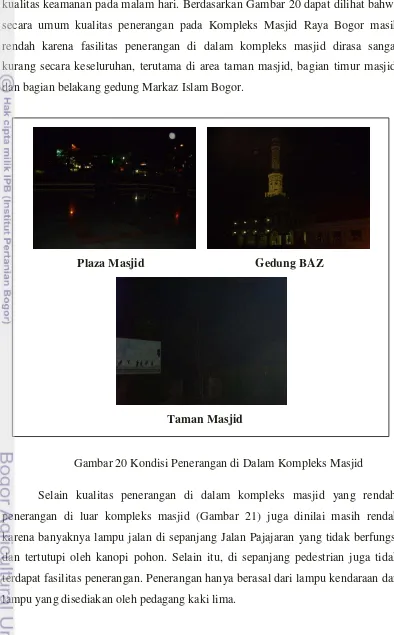 Gambar 20 Kondisi Penerangan di Dalam Kompleks Masjid 