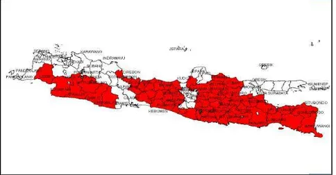 Gambar 1 Peta hotspot kemiskinan pulau Jawa 2005.  