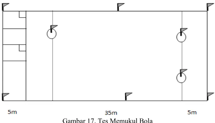 Gambar 17. Tes Memukul Bola Sumber : Desi Ambarwati dalam Syaeful Arif (2013 : 31) 