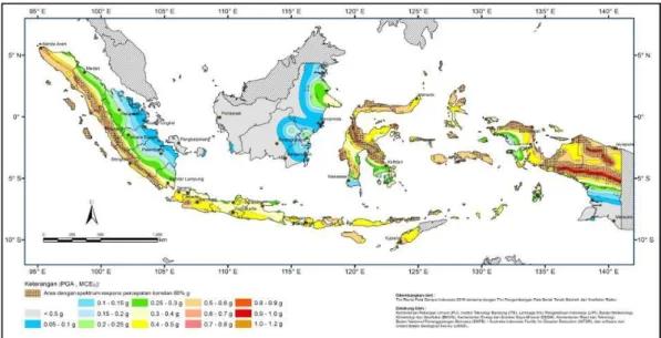 Gambar 2.1: Peta zonasi gempa di Indonesia. 