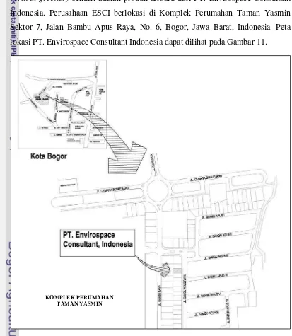 Gambar 11. Peta Lokasi PT.Envirospace Consultant Indonesia (Sumber: PT. Envirospace Consultant  Indonesia, 2011) 