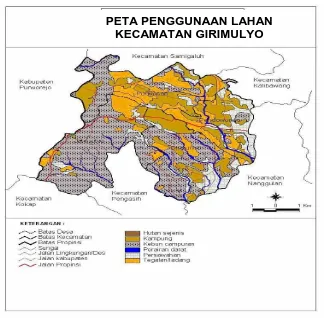 Gambar 3. Peta Penggunaan Lahan di Kecamatan Girimulyo Sumber : Bagian Teknologi Informasi & Hubungan Masyarakat Sekretariat Daerah Kabupaten Kulonprogo  