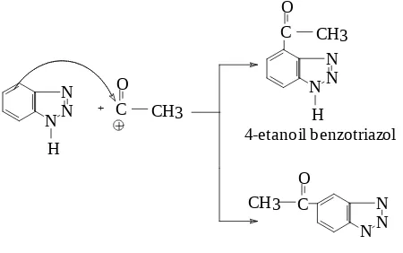 Gambar 18. Reaksi benzotriazol dengan etanolium  
