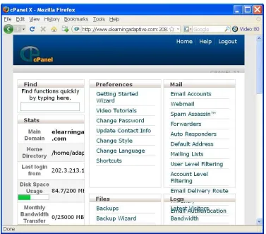 Gambar 11. Tampilan cPanel http://elearningadaptive.com 