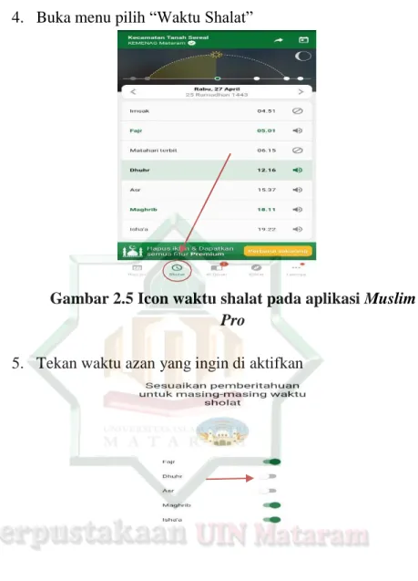 Gambar 2.5 Icon waktu shalat pada aplikasi Muslim  Pro 