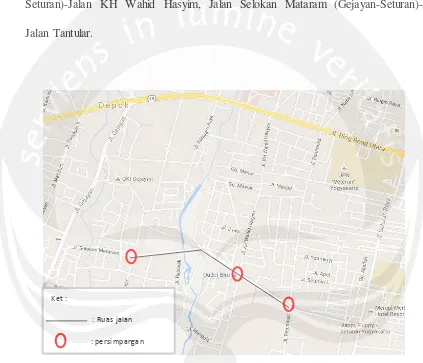 Gambar 1.4 Daerah Lokasi Penelitian Jalan Selokan Mataram (Gejayan-Seturan) Sumber : Google maps 2016 