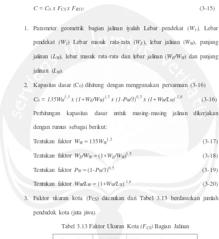 Tabel 3.13 Faktor Ukuran Kota (FCS) Bagian Jalinan 