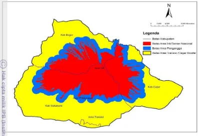 Gambar 4  Zonasi Cagar Biosfer Cibodas (Balai Besar Taman Nasional Gunung Gede Pangrango) 