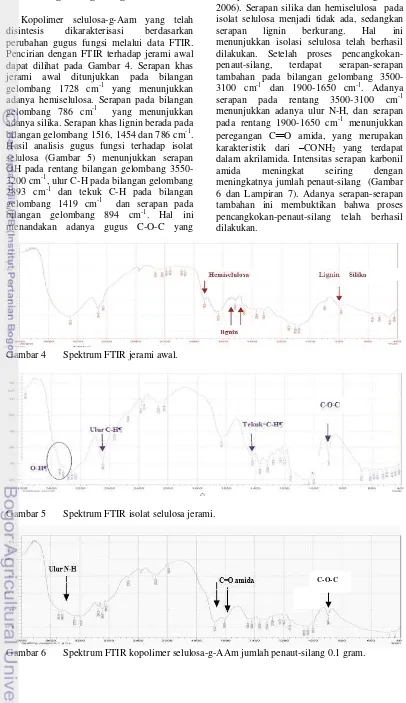 Gambar 4 Spektrum FTIR jerami awal. 