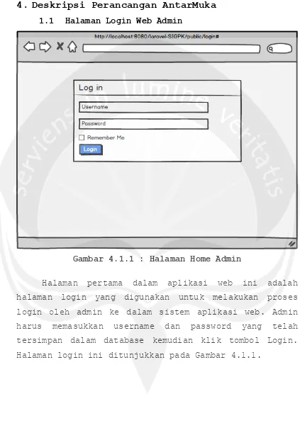 Gambar 4.1.1 : Halaman Home Admin 