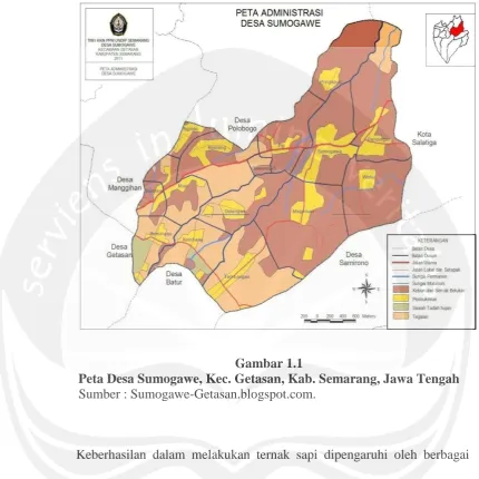Gambar 1.1 Peta Desa Sumogawe, Kec. Getasan, Kab. Semarang, Jawa Tengah 