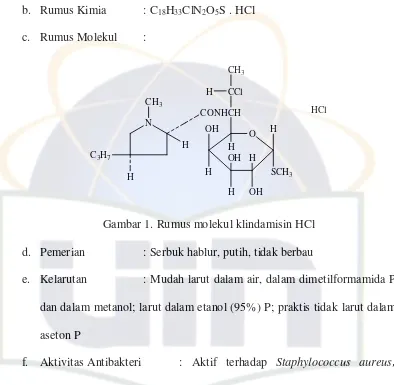 Gambar 1. Rumus molekul klindamisin HCl 