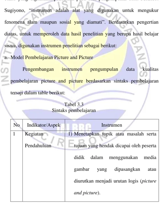 Tabel 3.3  Sintaks pembelajaran 