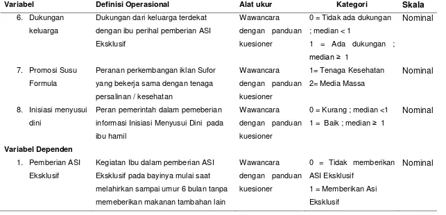 Tabel 3.1 Definisi Operasional (Lanjutan) 