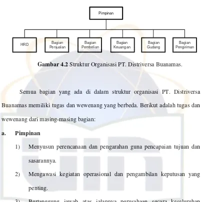Gambar 4.2 Struktur Organisasi PT. Distriversa Buanamas. 
