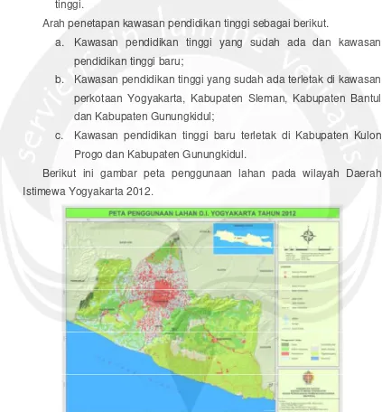 Gambar III.4. : Peta Penggunaan Lahan Wilayah Daerah Istimewa Yogyakarta 2012. 
