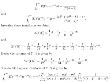 Figure 1:Graphs of the pdf of Y (3) when the (Xn) are iid exp(0.5) andGamma(1,2).
