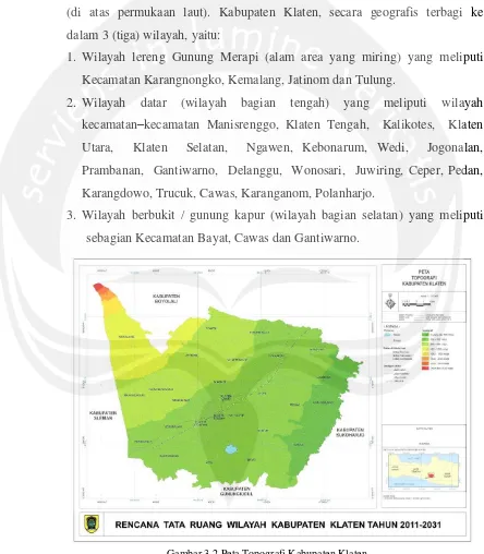 Gambar 3.2 Peta Topografi Kabupaten Klaten 