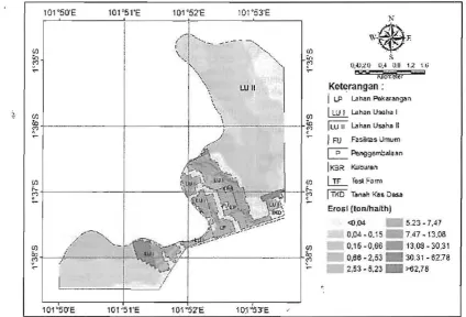 Gambar 2. Peta Besaran Erosi Rantau Pandan SP-3 