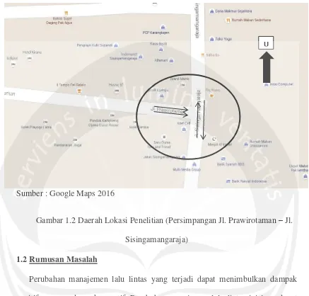 Gambar 1.2 Daerah Lokasi Penelitian (Persimpangan Jl. Prawirotaman – Jl. 