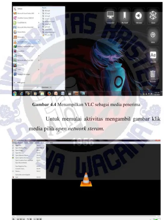 Gambar 4.4  Menampilkan VLC sebagai media penerima