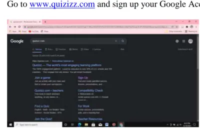 Figure 1 Sign Up Quizizz Application in Laptop 