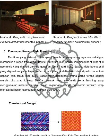 Gambar 10.  Transformasi Ide Gagasan Dari Kain Tenun Khas Lombok   (Sumber Gambar: dokumentasi pribadi ) 
