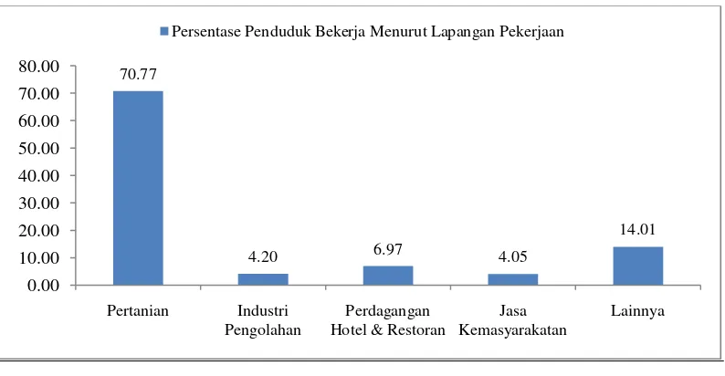 Gambar 6. Persentase Penduduk Bekerja Tahun 2009.  Sumber: Halmahera Timur Dalam Angka (data diolah)  