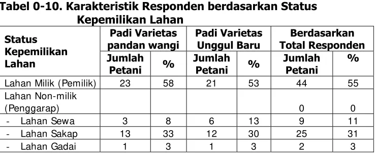 Tabel 0-10. Karakteristik Responden berdasarkan Status 