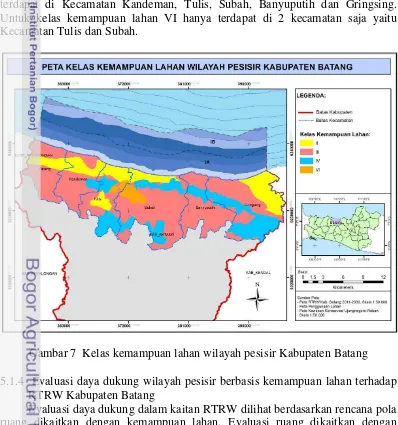 Gambar 7  Kelas kemampuan lahan wilayah pesisir Kabupaten Batang 