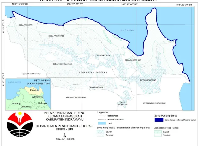 Gambar 3.3  Peta Overlay  Tiga Zonasi   Kecamatan Pasekan Kabupaten Indramayu 