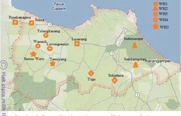 Gambar 3  Peta wilayah stasiun cuaca Kabupaten Indramayu 