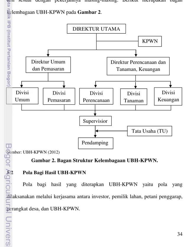 Gambar 2. Bagan Struktur Kelembagaan UBH-KPWN. 