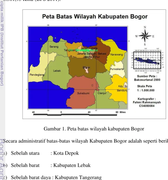 Gambar 1. Peta batas wilayah kabupaten Bogor 