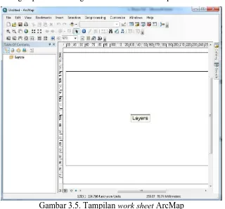 Gambar 3.5. Tampilan work sheet ArcMap 