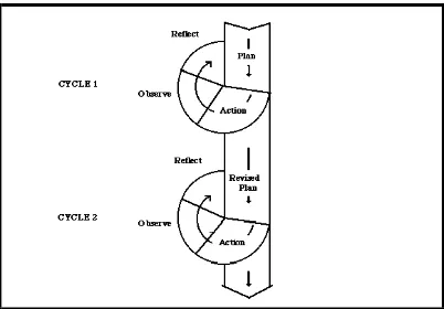 Gambar 7. Siklus PTK menurut Carr dan Kemmis (Liu, 2014: 1006) 