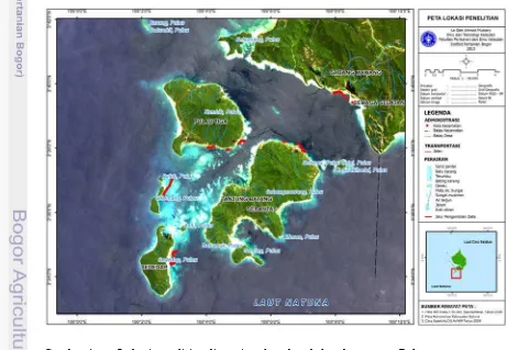 Gambar 4. Lokasi penelitian di perairan laut dangkal pada gugusan Pulau 