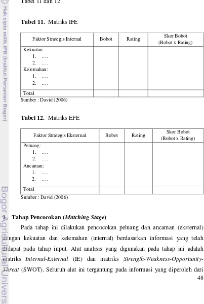 Tabel 11. Matriks IFE 