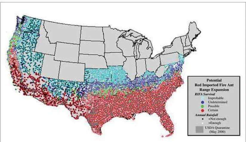 Fig. 6.3.  Counties in the United States under imported fire ant quarantine