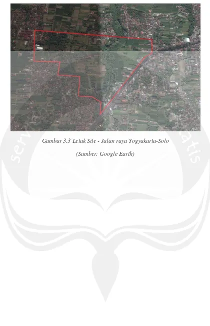 Gambar 3.3 Letak Site - Jalan raya Yogyakarta-Solo 