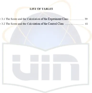 Table 3.1 The Score and the Calculation of the Experiment Class ……………. 39   