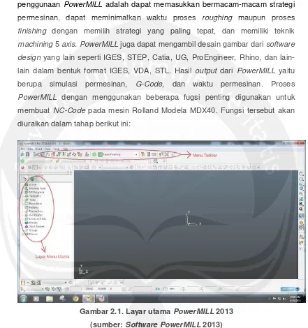 Gambar 2.1. Layar utama PowerMILL 2013 