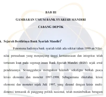 GAMBARAN UMUM BANK SYARIAH MANDIRI  
