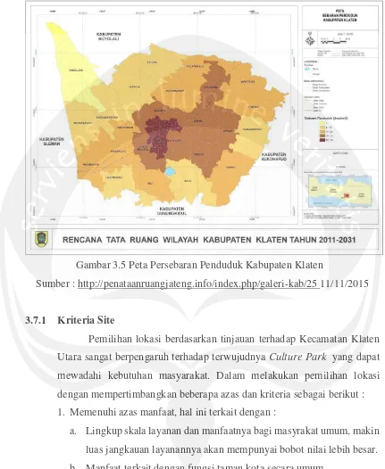 Gambar 3.5 Peta Persebaran Penduduk Kabupaten Klaten 