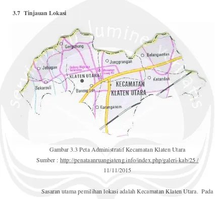 Gambar 3.3 Peta Administratif Kecamatan Klaten Utara 