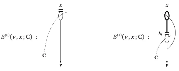 Figure 4: Schematic representations of B(0)(v, x;C) and B(1)(v, x;C).