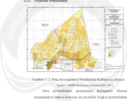 Gambar 3. 2: Peta Pertumbuhan Pemukiman Kabupaten Sleman 