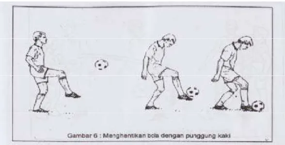 Gambar 8. Menghentikan Bola dengan Punggung Kaki Sumber: Sutrisno (2009: 9)  
