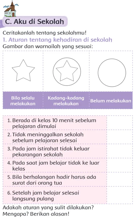Gambar dan warnailah yang sesuai: