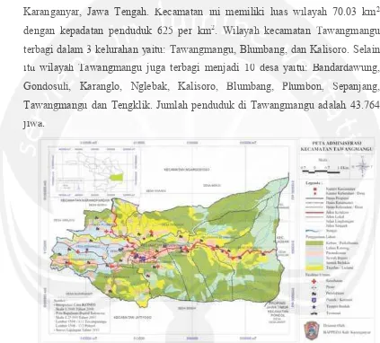 Gambar 3.1 Peta Administrasi Kecamatan Tawangmangu.Gambar 3.1 PetSumber: BAPPEDA Kab. Karanganyar, Agustus 2013.eta Administrarasi Kecamatan Tawangmangu.Sumber: BAPPPEDA Kab